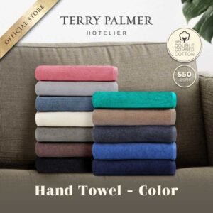 Handuk Terry Palmer Hotelier ukuran 40x75cm, wajib dibawa ketika nge-gym untuk ngelap keringat kamu.