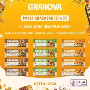 Granova - Snackbar 26gr x 4 pc (Rasa Original, Peanut Butter & Berry / Selai Kacang & Buah Beri, Nuts & Chocolate / Kacang & Coklat)